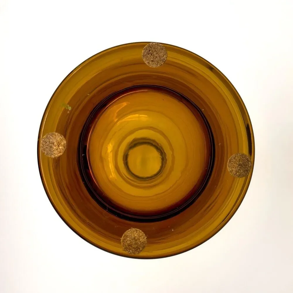 Large Vintage Amber Glass Bamboo Vase Poland 16” Mid Century Modern MCM
